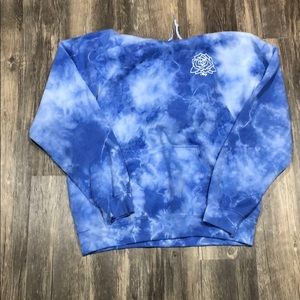 BLUE AND WHITE TIE DYE OBEY SWEATSHIRT